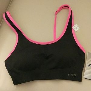 NWT Asics Black and Hot Pink Sports Bra